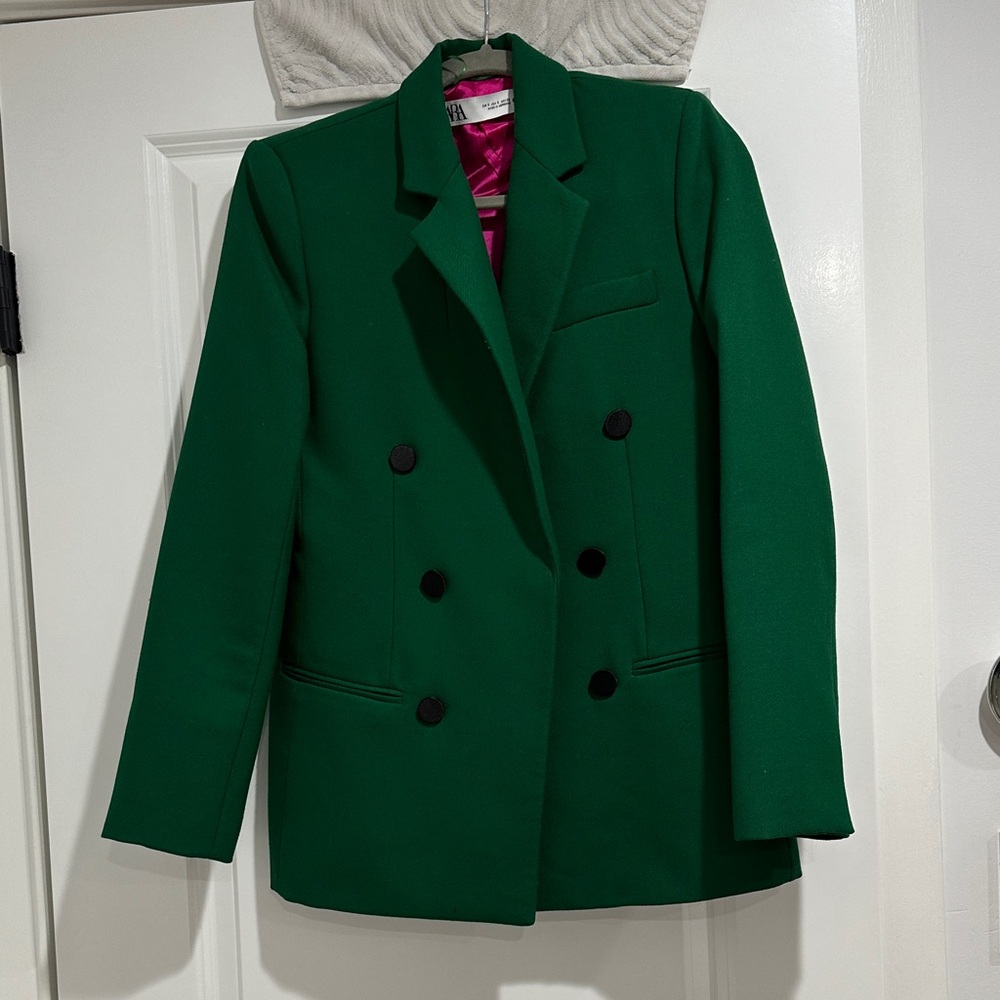 Green Double-Breasted Women's Jacket